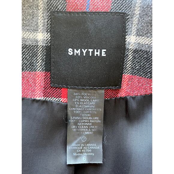 Smythe Red Plaid Tartan Wool Equestrian Riding Blazer Jacket Red Canada Size 6 - Picture 2 of 8